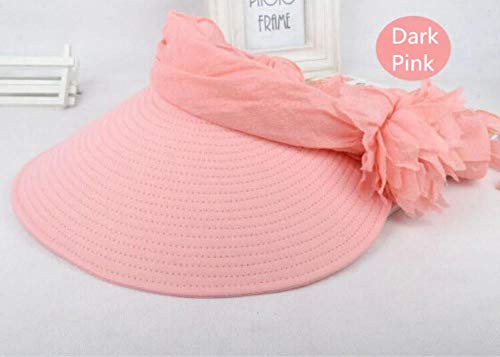 FTFSY Sombreros de Sol para Mujer Moda para Mujer Sombrero con Visera de Verano Gorra de Playa para Mujer Prevención de Violeta y diseño Floral Sombrero, Rosa Oscuro