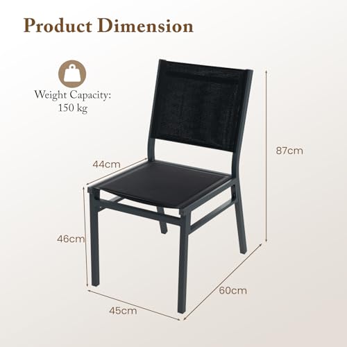 Chaise de salle à manger d'extérieur légère sans accoudoirs pour petits espaces de balcon - 4