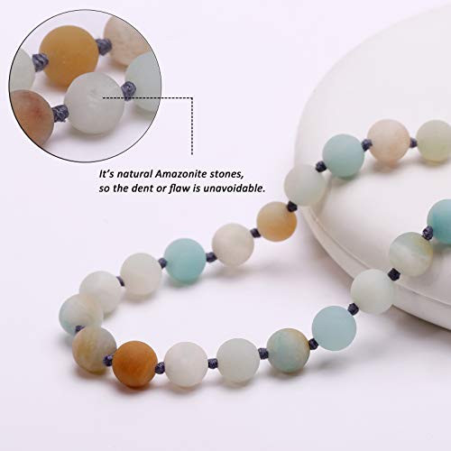 Long Beaded Necklace 8Mm Gemstone Amazonite Endless Barse Chakra Handmade Jewelry For Women 47’’ #TOP5