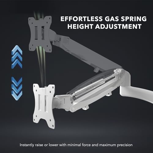 Image of Mount-It! Triple Monitor Mount, 3 Monitor Desk Mount, Gas Spring Arms, Fits 13-27 inch Screens, VESA 75 & 100, Clamp or Grommet, USB-A & USB-C, White
