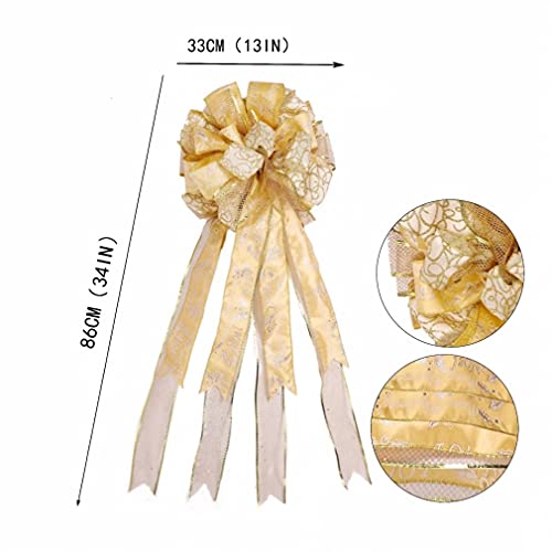 Christmas Tree Topper Bow 34x13 Inches Large Decorative Bow Gift Wreath Bow Christmas Bowknot Ornaments for Wreaths Tree Toppers