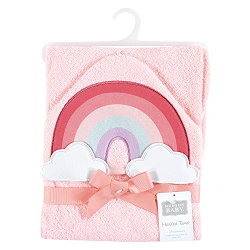 Image of Hudson Baby Unisex Baby Cotton Poly Animal Face Hooded Towel, Rainbow, One Size