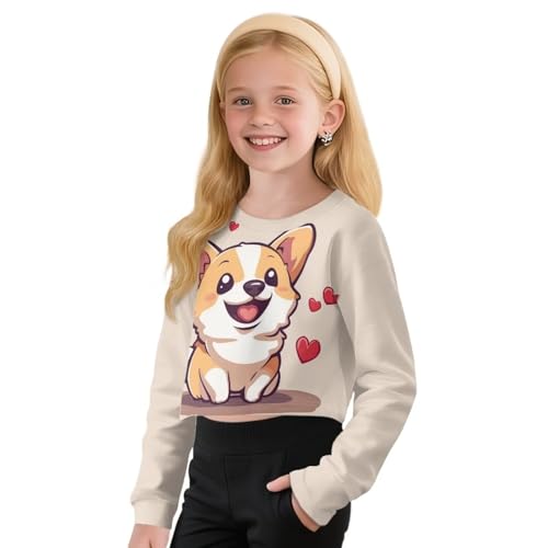 Girls Crop Tops Kids Long Sleeve Crewneck Girls Cropped Sweatshirt Pullover for 5-14 Years Teen Girl3