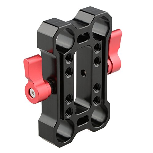 CAMVATE Höhe Riser versetzt Schienenblock 15 mm Rod Clamp (rot Daumenschraube)