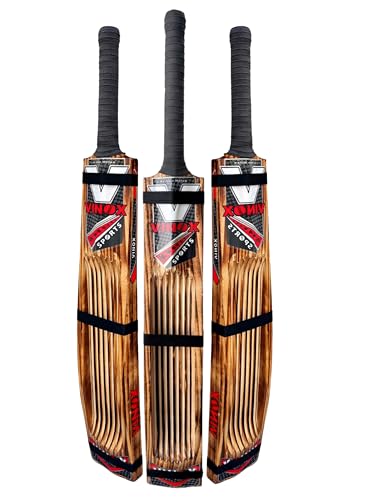 Image of Vinox Premium Kashmiri Willow Cricket Bat, Single Blade, Long Indian Handle, Power Hitting Profile