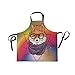 Grembiule Hipster Fox con Arcobaleno Geometrico Grembiule da Cuoco Regolabile Grembiule Impermeabile Multiuso Grembiule da Cucina per Barbecue, Regali 70X84Cm