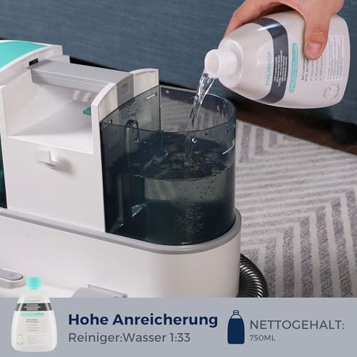 HAUSHOF Reinigungsmittel für Teppich & Polster 750 ml x 2, Spot & Stain Reiniger für StainZapper Waschsauger, geeignet für Sofa, Auto, Polstermöbel