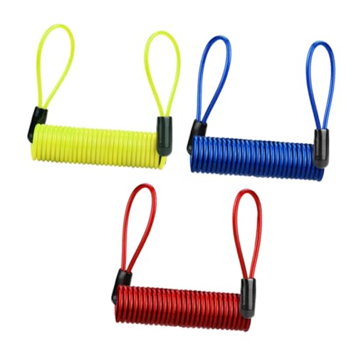 Abaodam 3pcs Motorcycle Disc Lock Reminder Cable Spring Security Wire Anti Theft Alert Attachment for Motorbike Scooter Safety Lock Accessories