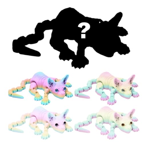 Gato guardián 3D, animales impresos en 3D gato sin pelo, figura animal realista y colorida de tamaño real, articulaciones flexibles, decoración de oficina o hogar, para los que aman a los gatos