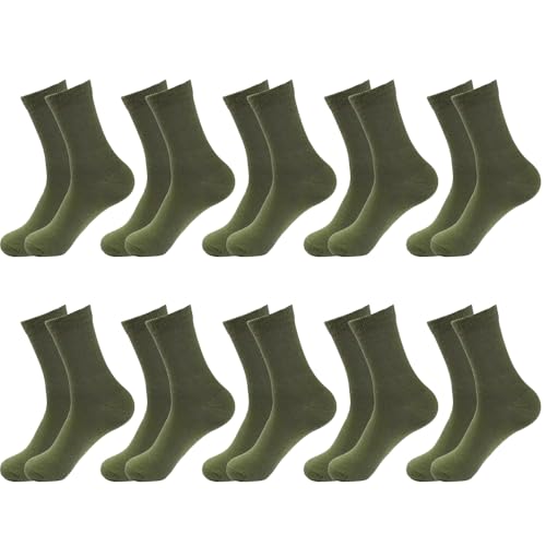 10 Pairs Men Sock Thin Ankle Socks Cool soft Crew Socks (Army Green)
