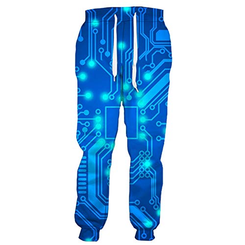 Pantalones de Chip electrónico Hombres Mujeres Pantalones de Hip Hop Harajuku con Estampado 3D Pantalones de chándal de otoño Streetwear Trousers 2 XXL
