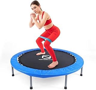 SILVER VALLEY 48'' Premium Fitness Trampoline Aerobic Exercise Folding Rebounder Rebounder with PVC Protective Cover, Exercise Bouncer for Kids Adults Indoor/Outdoor, Up to 125 KG (Blue)