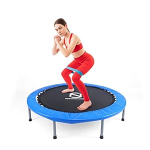 SILVER VALLEY 48” Premium Fitness Trampoline Aerobic Exercise Folding Rebounder Rebounder with PVC Protective Cover, Exercise Bouncer for Kids Adults Indoor/Outdoor, Up to 125 KG (Blue)