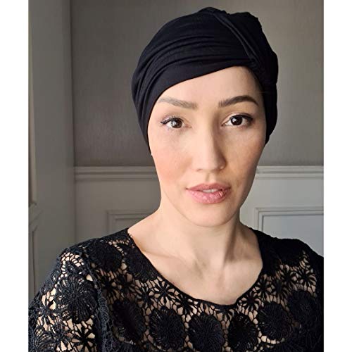 Turbante Fechado Preto Pronto Argola Quimioterapia