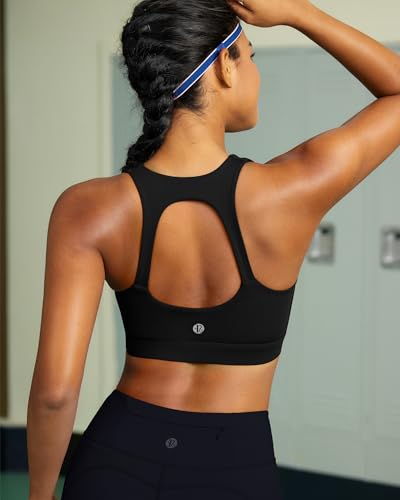Image of RUNNING GIRL Sports Bras for Women, Moulded Cup High Impact Workout Black Sports Bra Racerback Yoga Bra High Support(WX3068 Black L)