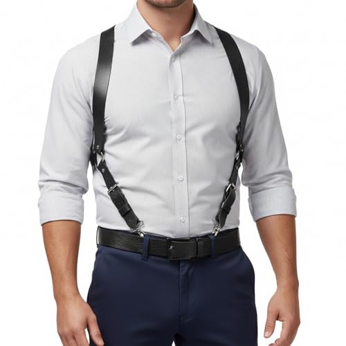 CIATBYYJ Arnés de piel para hombre, arnés de pecho punk, tirantes sexy para hombre, arnés de apoyo para la espalda, cosplay, disfraz de espectáculo nocturno, ropa de club