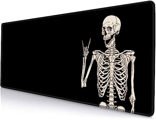 Large Mouse Pad, Extended Gaming Mousepad, Non-Slip Rubber Base Keyboard Mouse Mat Desk Pad for Gamer, Laptop, Office & Home, 31.5 x 11.8 in, Black Skull