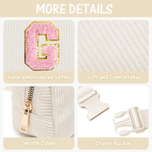 Image of Gitus Gifts for Teen Girls 10-12 12-14 14-16 16-18 Birthday Gifts for Girls Women Sister Teacher Initial Belt Bag Fanny Pack Crossbody Bags for Teen Girl Gifts Trendy Stuff Travel Essentials (Ivory-G)