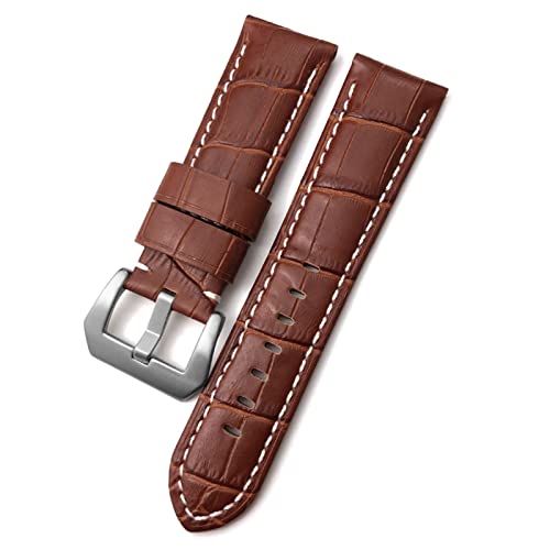 24mm Watch Strap Compatible with Panerai Green Red Blue Cowhide Leather Strap Stainless Steel Buckle Tools