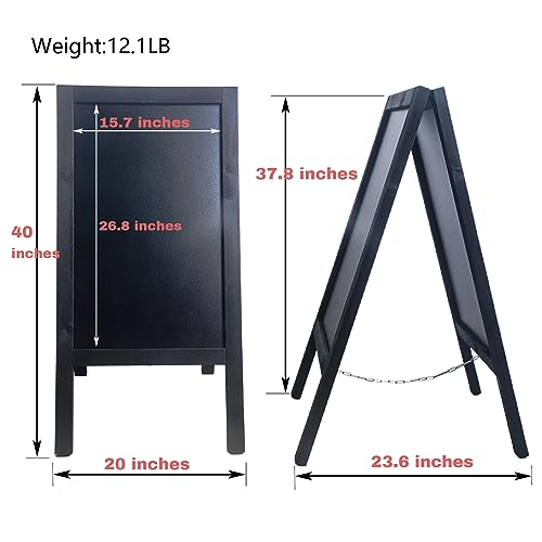 HUAZI Chalkboard Sign 40x20\'\' Double-Sided Display Chalk Board Signs A Frame Chalkboards with Liquid & Solid Chalk for Cafeteria Street Party Restaurant