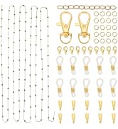 OLYCRAFT 58Pcs DIY Earring Bracelet Necklace Making Kit 16.4 Feet Green Glass Round Bead Link Cha...