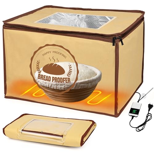 Ambesty Boîte de Fermentation avec Chauffage,40x33x25CM Chambre de Pousse Boulangerie à Pain avec Capteur de Température NTC Enfichable, Pliable Boîte à...