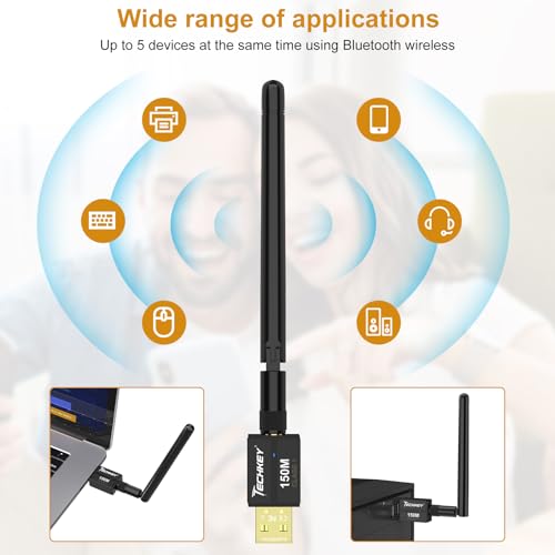 Image of USB Bluetooth 5.4 Adapter for Desktop PC, Long Range 500FT Wireless Transfer for Headphones, Keyboard, Mouse, Compatible with Windows11 /10 /8.1