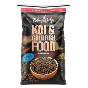 Blue Ridge Koi Fish Food 25lb – Koi Food Mini Growth Formula, Goldfish Food, Premium Fish Food for Ponds, Ponds Fish Food, Floating Pond Pellets