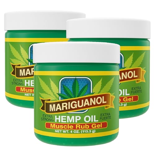 Mariguanol Extra Strong Muscle Rub Gel with Hemp Oil Menthol & Camphor Cooling Fast-Absorbing Topical Gel for Post-Workout Active Lifestyles Net Wt. (4 Ounce (Pack of 3))