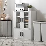 ワイエムワールド 食器棚 スリム 小型 ガラスキャビネット ロータイプ リンテ 高さ79cm 幅60×奥行き29cm ホワイトオーク 00-375