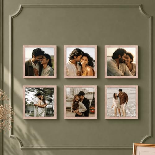 Image of Art Street Decorative Premium Set of 6 Individual Wall Photo Frame (5 inch X 5 inch Picture Size) - Pink