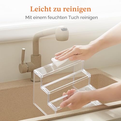Lifewit 4-stufiger klarer Display Ständer, 1 Stück Kunststoffständer für Präsentation, Plastik Organizer für Figuren, Cupcakes, Schreibtischständer zum Ordnen und Dekorieren, 22.8cm