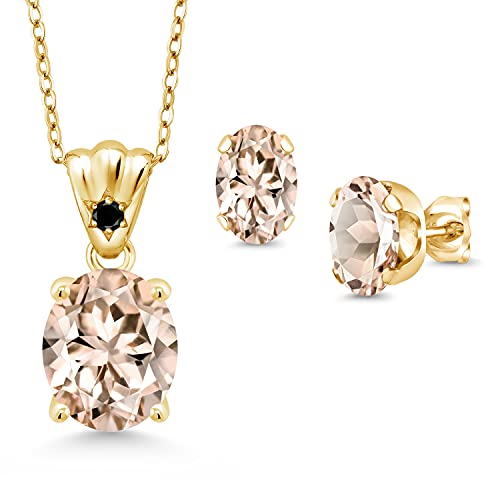 Gem Stone King 18K Yellow Gold Plated Silver Peach Morganite
