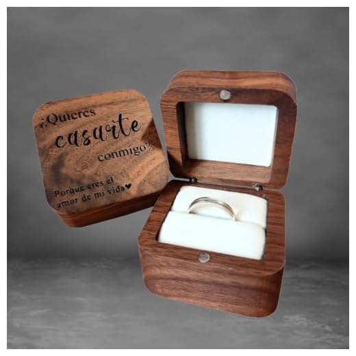 Nomart Caja Anillo Compromiso Personalizada, Caja de Pedida de Madera, Caja para Pedir Matrimonio, Caja de Anillo para Pedir la Mano, Pedida de Mano Original, Estuche Anillo de Compromiso