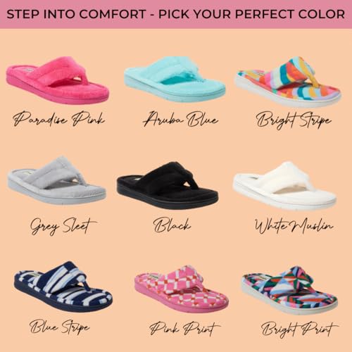 Dearfoams Women's Melanie Colorblocked Microfiber Terry Thong Slipper3