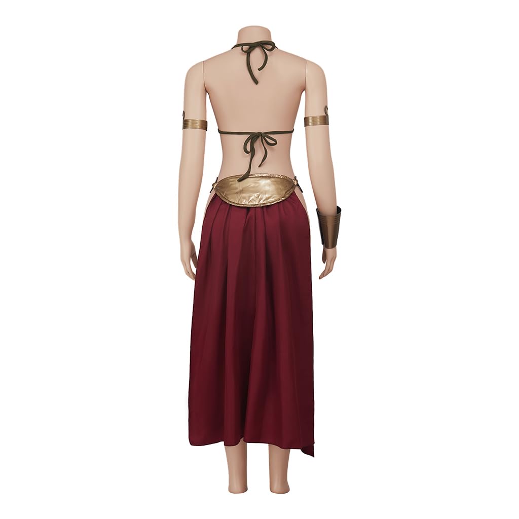 RocailleCos Sexy Prinzessinnenkostüm Leia Cosplay Halloween Kostüme Kleid Sklaven BH Rock für Erwachsene Frauen