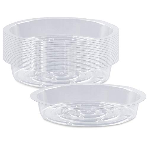 Rocutus Plant Saucer,20 Pack Plastic Plant Saucer Drip Trays Small Plant Plate Dish,Heavy Duty Clear Plastic Plant Saucers Flower Pot Tray Flower Pot Drip Pan for Indoor and Outdoor Plants (10 Inch)