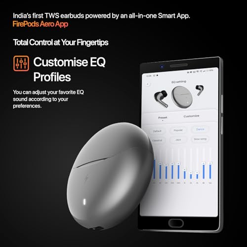 Image of Fire-Boltt Aero TWS Earbuds Custom EQ, Wireless Bluetooth 5.4, Music & App Support, 50H Playtime, Fast Charging Case, 50ms Low Latency for Gaming, Touch Controls, IPX4 Waterproof, Clear Calls - D Grey