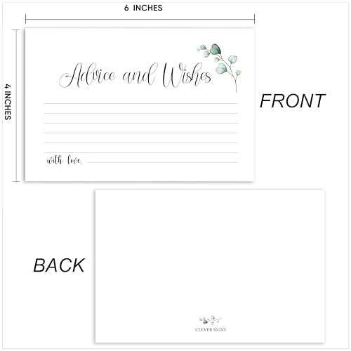 Watercolor Advice and Wishes Cards, 50 Pack, Double Sided, 4x6, Uncoated, Heavyweight Card Stock, Ideal for Weddings, Wedding Receptions, Bridal Showers, Baby Showers, other Parties and Celebrations