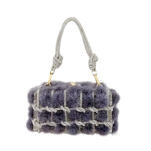 Image of DJBM Clear Acrylic Clutch Sparkle Rhinestone Evening Bag Glitter Crystal-Embellished Rope Knot Handbag Purse for Party Prom