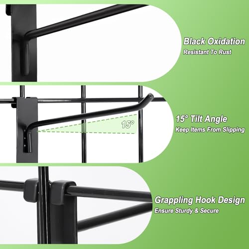 60 Pcs Gridwall Hooks, 10 Inch Grid Wall Hook Display for Gridwall Panels, 20 Lbs Load Heavy Duty Hooks for Grid Wall Accessory, Metal Hook for Retail Store, Home Stroage, Garage, Trade Show (Black) by BIOBUBANA - Image 3