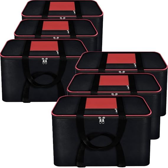 raggle 10 pcs under bed storage bag for clothes & blankets with zipper closure & handle,moisture proof nylon large size storage bag,travel wardrobe underbed organizer for clothes (red, 10)