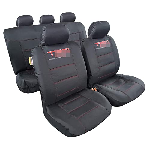 Canvas Car Seat Covers Heavy Duty Full Set Seat Covers For Trucks Embroidery For Most Low Bucket Seat (Black) #TOP19