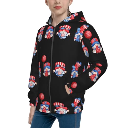 Cute Gnome Kid Hoodies Boys Zip Up Sweatshirts Girls Pullover with Pocket