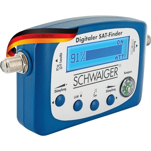 SCHWAIGER 5170 Sat-Finder buscador Digital de satélites buscador de satélites brújula integrada alineación LNB medidor posicionamiento óptimo Antena parabólica con Salida de Sonido