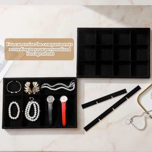 Image of Large Velvet Jewelry Tray Display Drawer Inserts 2 Pack