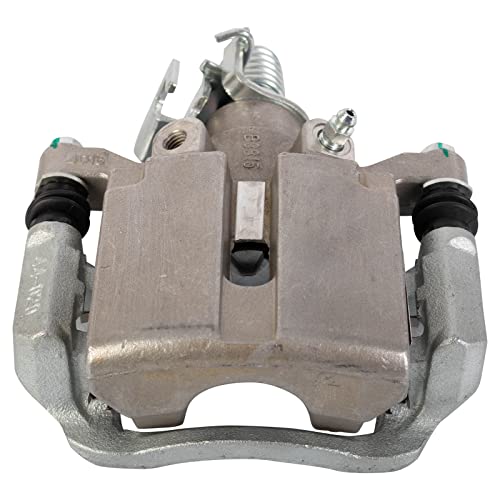 Image of TRQ Performance Rear Brake Pad and Rotor Set Semi Metallic Slotted Drilled G Coated Rotors Calipers Compatible with 2004 Pontiac Grand Prix