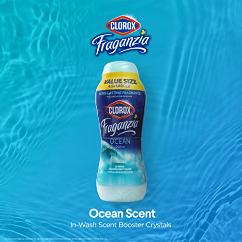 Image of Clorox Fraganzia Laundry Scent Booster Crystals, In-Wash Fragrance Beads for Fresh-Smelling Clothes & Linens, Safe for All Fabrics & Colors, Easy-Pour Bottle, Ocean Scent, 70 Oz