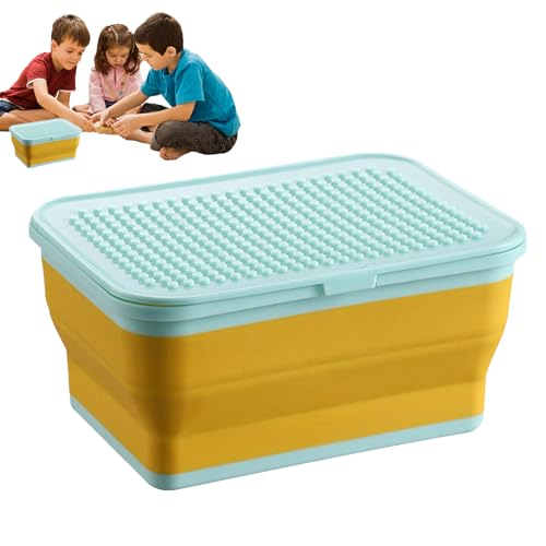 Veasbuu Organizador de almacenamiento de juguetes, baúl comprimible plegable de gran capacidad, contenedor de almacenamiento de juguetes para habitación de niños con tapa, para sala de estar, sala de