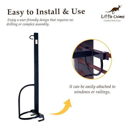 Image of New Born Baby Window Cradle Hanger Rod | Weight Capacity Up to 20Kg | Age from 0-24 Months | Round Molded Cradle Hanger (Black) Iron